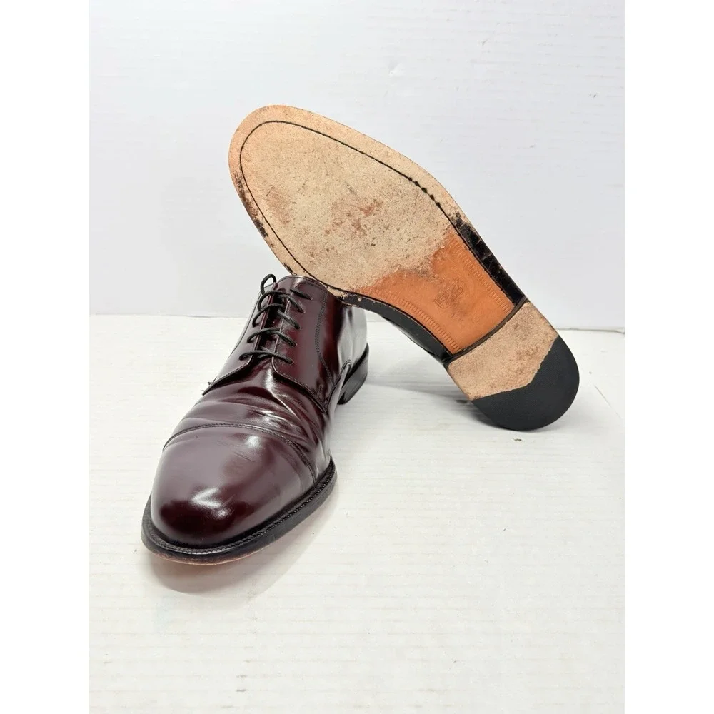 Cole Haan City 841047 Men's 11.5 E Burgundy Leather Cap Toe Derby Dress Shoes